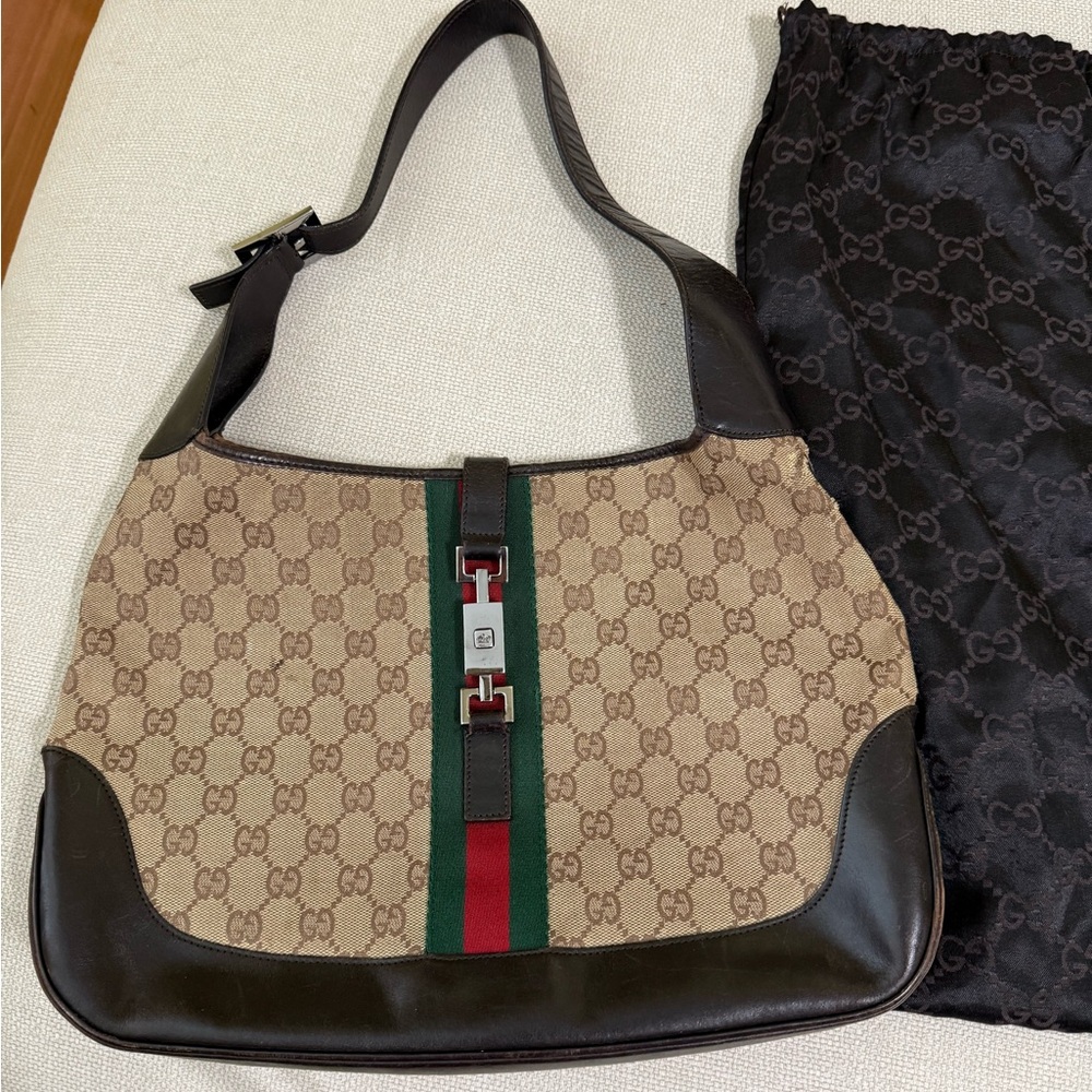 Gucci  Vintage Brown and Green Women's Bag